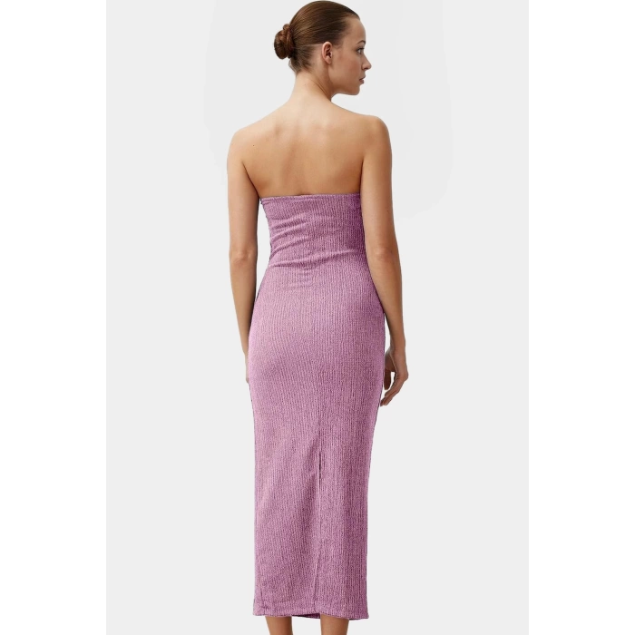 Yazlık Midi Elbise Kolsuz Bodycon Polyester Örme Kumaş Uzun Ömürlü Şık Görünüm