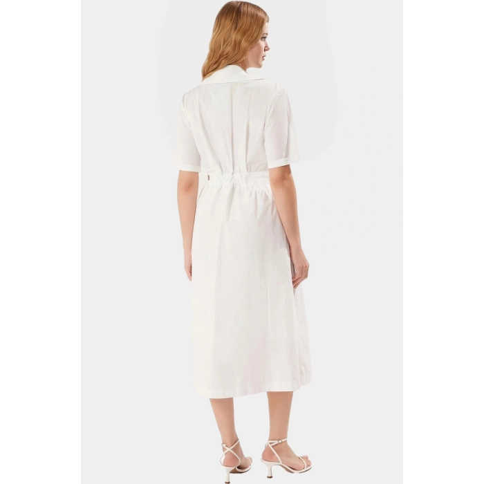 Yazlık Midi Poplin Elbise Kemerli A Kesim Günlük Şık Görünüm Mükemmel Uyum Modern Stil