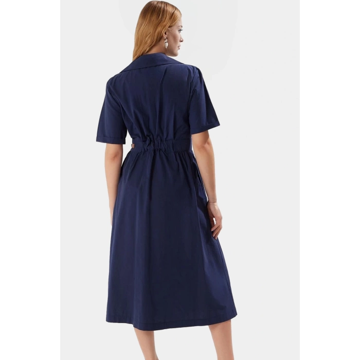 Yazlık Midi Poplin Elbise Kemerli A Kesim Günlük Şık Görünüm Mükemmel Uyum Modern Stil