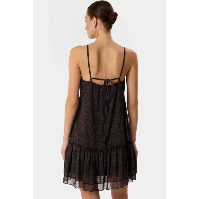 Yazlık Mini Elbise 90cm Dokuma Şifon Kumaş Kolsuz Shift Kalıp Polyester Trend Tasarım