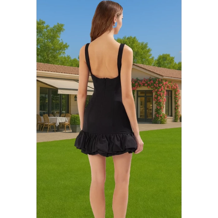 Yazlık Mini Elbise Astarlı Balon Etekli Kısa Gece Elbisesi Uzun Ömürlü Premium Kalite Seçkin Malzeme
