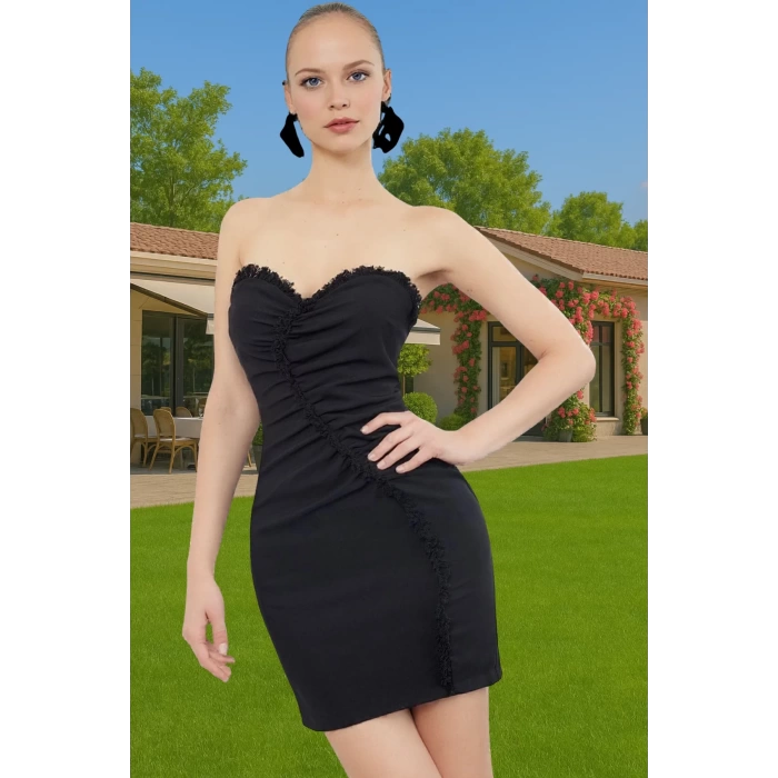 Yazlık Mini Elbise Bodycon Kalıp Finike Dokuma Polyester Kumaş Mükemmel Uyum Seçkin Malzeme