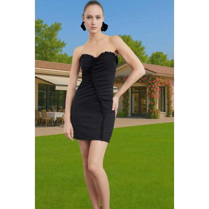 Yazlık Mini Elbise Bodycon Kalıp Finike Dokuma Polyester Kumaş Mükemmel Uyum Seçkin Malzeme