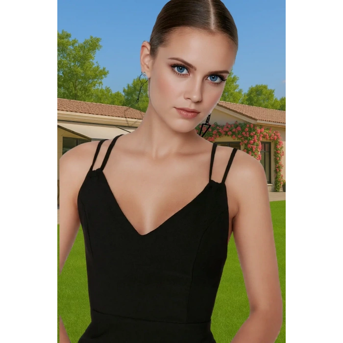 Yazlık Mini Örme Abiye Elbise V Yaka Bodycon Tasarım Profesyonel Görünüm Mükemmel Uyum Mükemmel Uyum