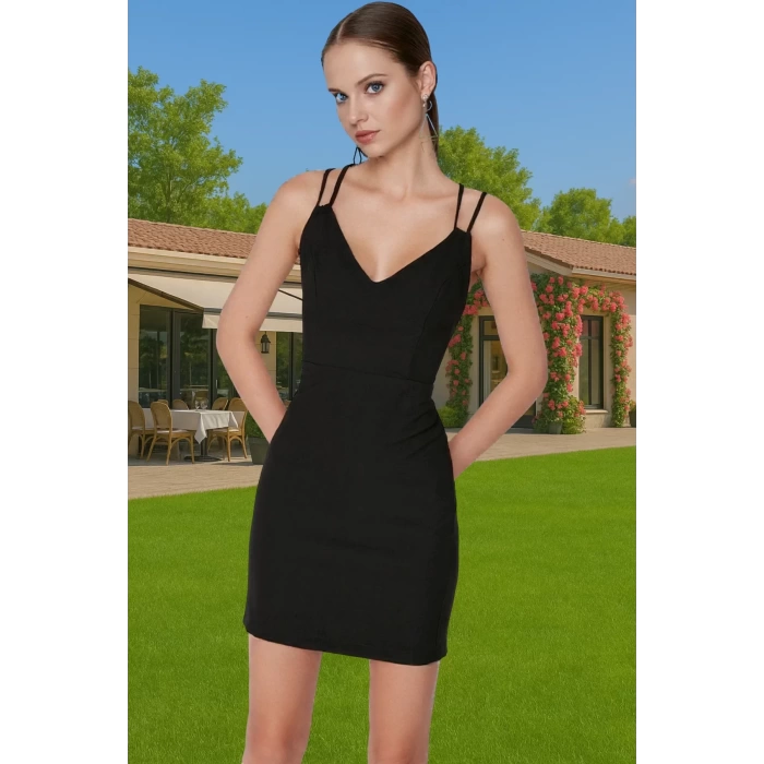 Yazlık Mini Örme Abiye Elbise V Yaka Bodycon Tasarım Profesyonel Görünüm Mükemmel Uyum Mükemmel Uyum