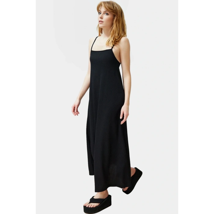 Yazlık Örme Maxi Elbise A Line Çok Çiçek Baskı Rahat ve Şık Modern Stil