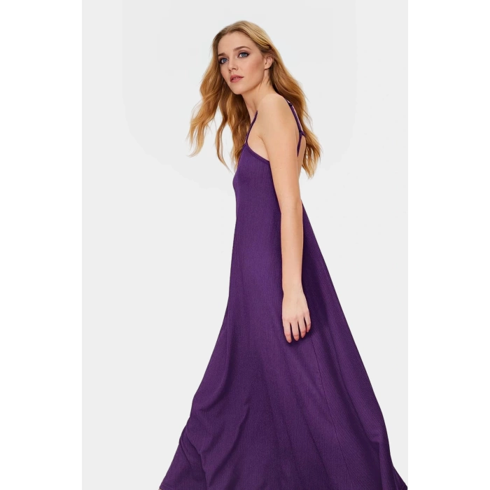 Yazlık Örme Maxi Elbise A Line Çok Çiçek Baskı Rahat ve Şık Modern Stil