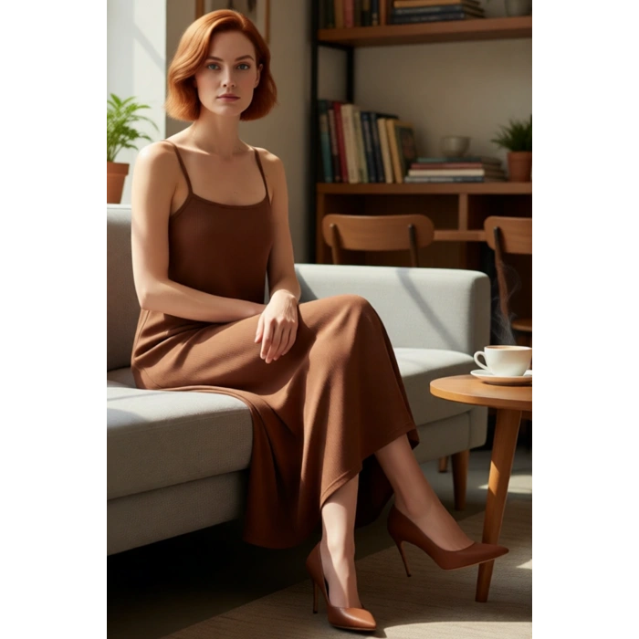 Yazlık Örme Maxi Elbise A Line Çok Çiçek Baskı Rahat ve Şık Modern Stil