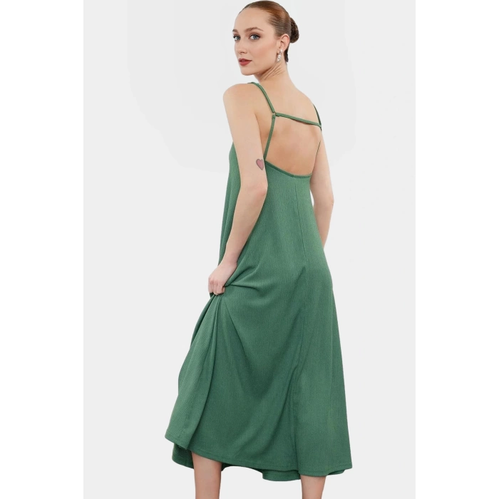 Yazlık Örme Maxi Elbise A Line Çok Çiçek Baskı Rahat ve Şık Modern Stil