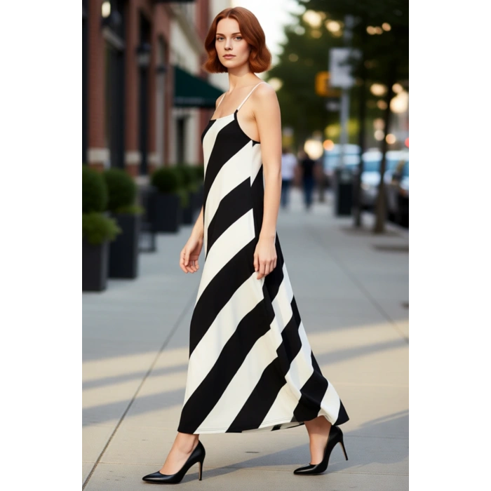 Yazlık Örme Maxi Elbise A Line Çok Çiçek Baskı Rahat ve Şık Modern Stil