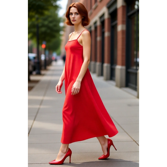 Yazlık Örme Maxi Elbise A Line Çok Çiçek Baskı Rahat ve Şık Modern Stil