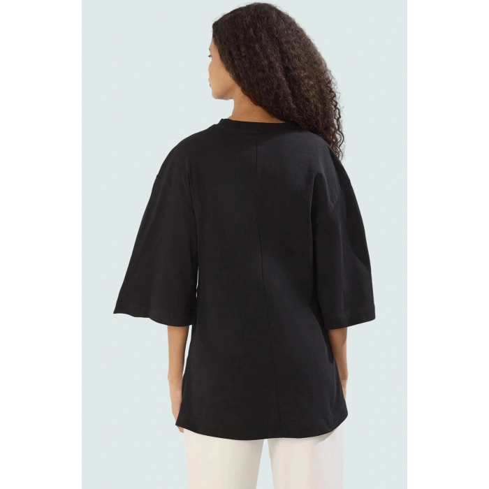 Yazlık Pamuklu Bluz Bisiklet Yaka Truvakar Kol Regular Kalıp Modern Stil Konforlu Kesim