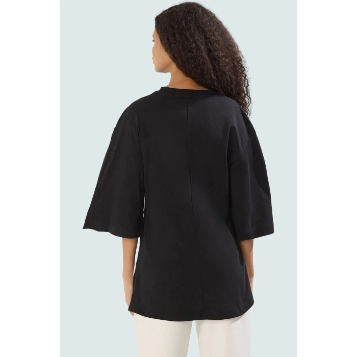 Yazlık Pamuklu Bluz Bisiklet Yaka Truvakar Kol Regular Kalıp Modern Stil Konforlu Kesim