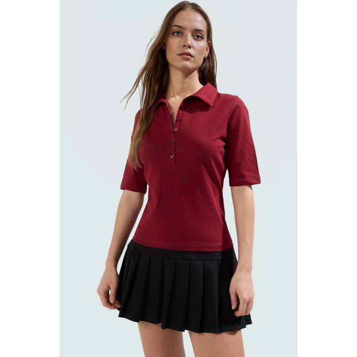 Yazlık Pamuklu Bluz Polo Yaka Fitted Truvakar Kol Rahat Kesim Yüksek Kalite Kullanım