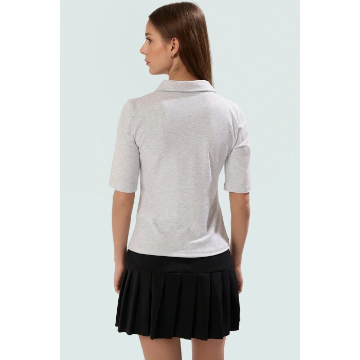 Yazlık Pamuklu Bluz Polo Yaka Fitted Truvakar Kol Rahat Kesim Yüksek Kalite Kullanım
