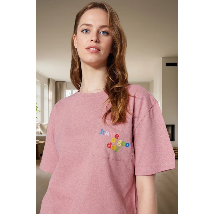Yazlık Pamuklu Pijama Takımı Kısa Kollu Regular Kalıp Kaliteli İşçilik Modern Stil