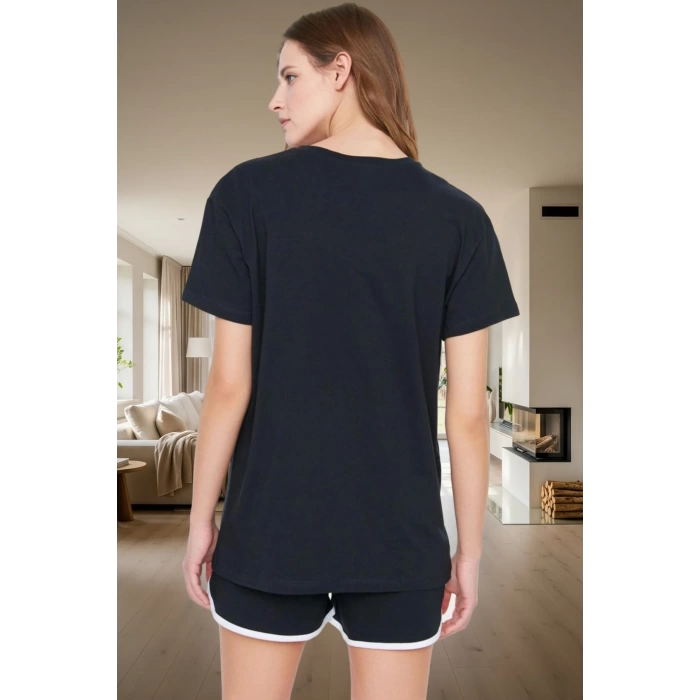 Yazlık Pamuklu Pijama Takımı Panda Baskılı Kısa Kollu Regular Kalıp Trend Tasarım Özenle Seçilmiş