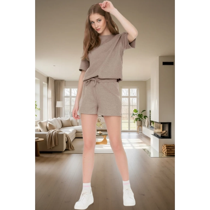 Yazlık Pijama Takımı Waffle Kumaş Örme Rahat Kalıp 2li Mükemmel Uyum Konforlu Kesim