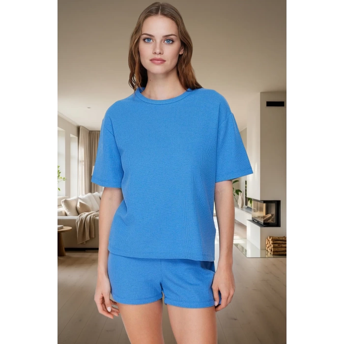 Yazlık Pijama Takımı Waffle Kumaş Örme Rahat Kalıp 2li Mükemmel Uyum Konforlu Kesim