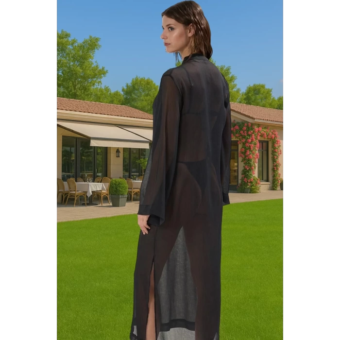 Yazlık Polyester Şifon Maxi Elbise Tek Kol Detaylı Rahat Özenle Seçilmiş Premium Kalite Modern Stil