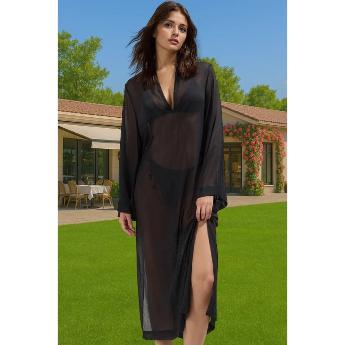 Yazlık Polyester Şifon Maxi Elbise Tek Kol Detaylı Rahat Özenle Seçilmiş Premium Kalite Modern Stil