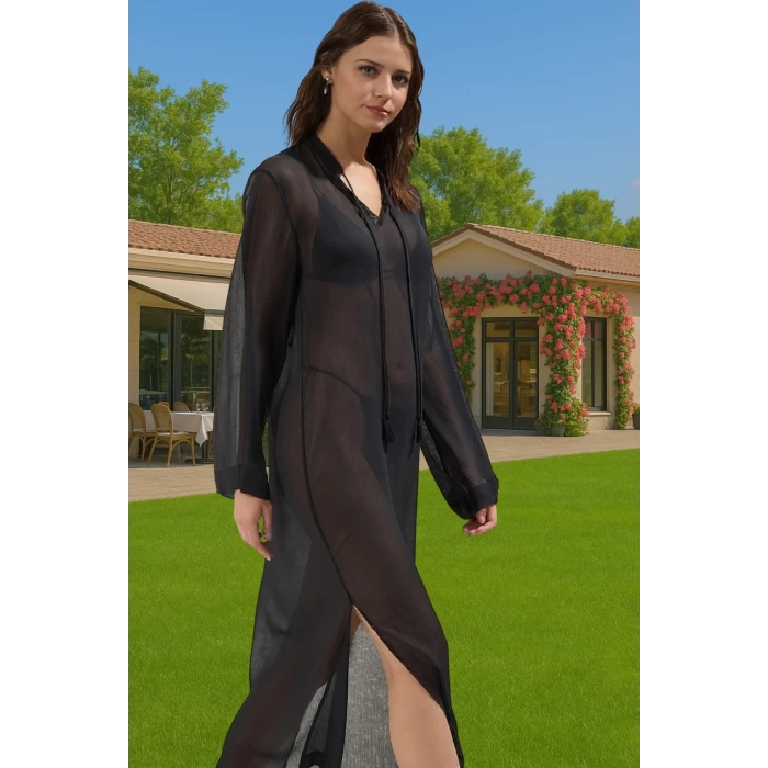 Yazlık Polyester Şifon Maxi Elbise Tek Kol Detaylı Rahat Özenle Seçilmiş Premium Kalite Modern Stil