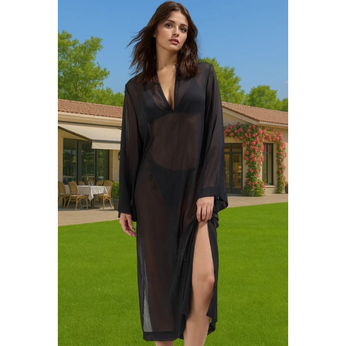 Yazlık Polyester Şifon Maxi Elbise Tek Kol Detaylı Rahat Özenle Seçilmiş Premium Kalite Modern Stil