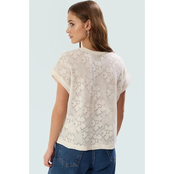 Yazlık Rahat Bluz Pamuk Polyester Viskoz Karışımı Truvakar Kol Premium Kalite