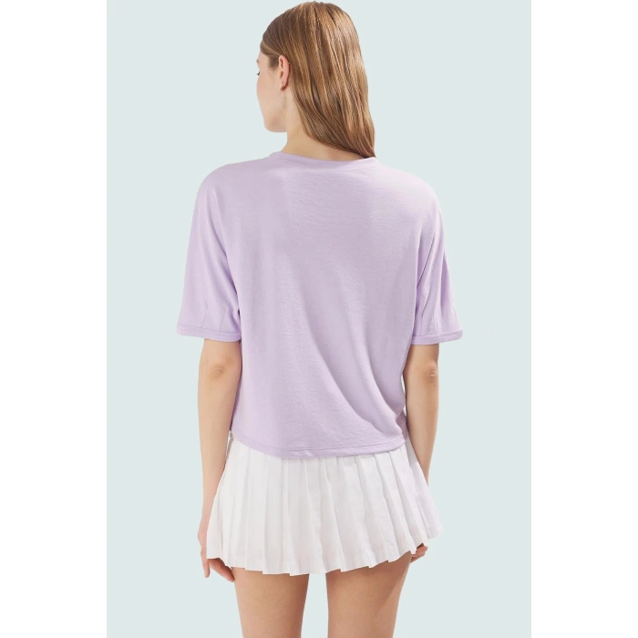 Yazlık Rahat Crop Bluz Scuba Kumaş Bisiklet Yaka Regular Kalıp Kullanım Premium Kalite