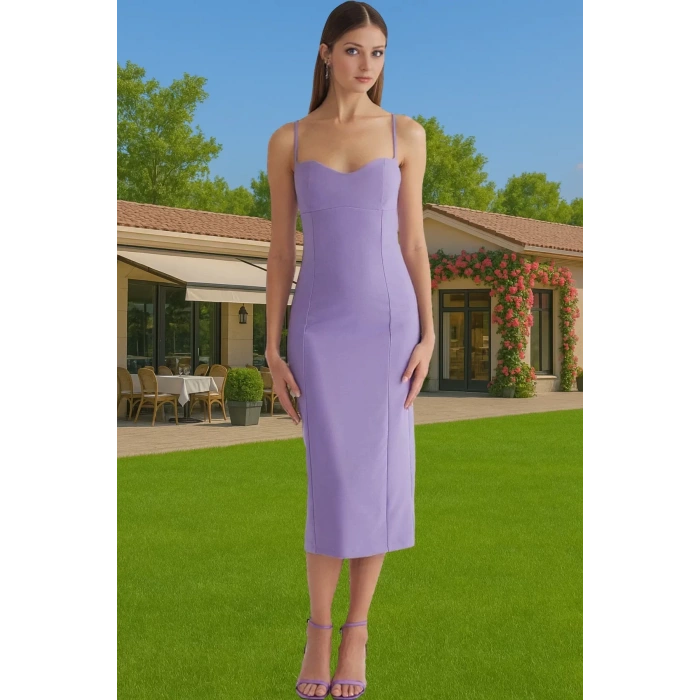 Yazlık Şık Bodycon Abiye Elbise Finike Dokuma Midi Boy Özel Günler İçin Premium Kalite