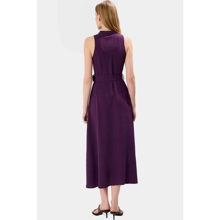 Yazlık Şık Kemerli Maxi Elbise Rahat Dokuma Polyester Kumaş Görünüm Profesyonel