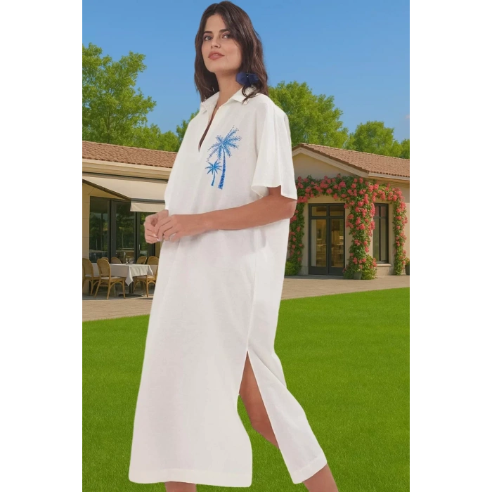 Yazlık Şık Maxi Plaj Elbisesi Pamuk Kumaş Rahat Kesim Premium Kalite Rahat Ve Şık Modern Stil