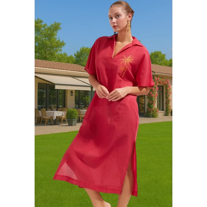 Yazlık Şık Maxi Plaj Elbisesi Pamuk Kumaş Rahat Kesim Premium Kalite Rahat Ve Şık Modern Stil