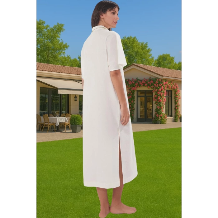 Yazlık Şık Maxi Plaj Elbisesi Pamuk Kumaş Rahat Kesim Premium Kalite Rahat Ve Şık Modern Stil
