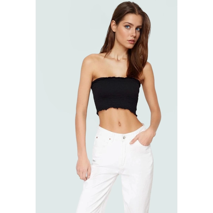 Yazlık Straplez Örme Bluz Pamuklu Fitted Gipeli Kolsuz Kaliteli İşçilik Premium Kalite