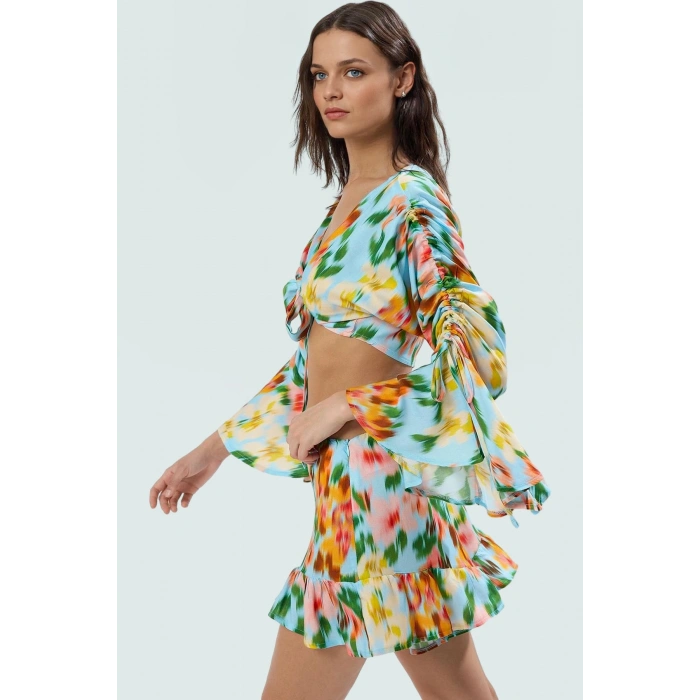 Yazlık Viskoz Dokuma Bluz Şort Takım Plaj Modası Özel Tasarım Mükemmel Uyum Modern Stil