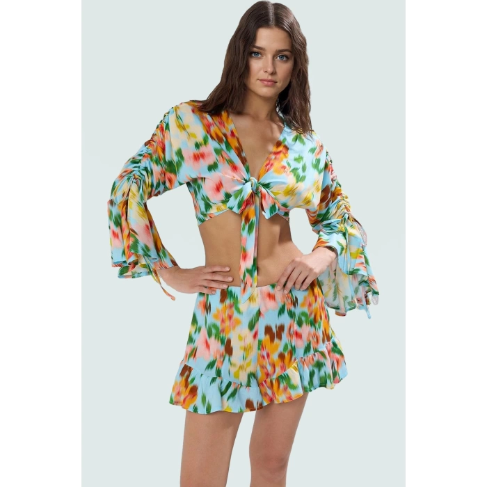 Yazlık Viskoz Dokuma Bluz Şort Takım Plaj Modası Özel Tasarım Mükemmel Uyum Modern Stil