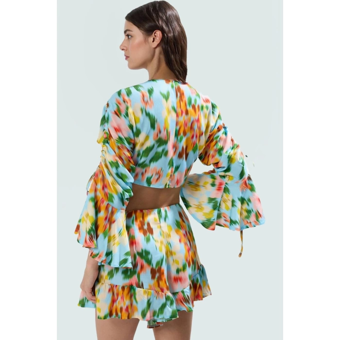 Yazlık Viskoz Dokuma Bluz Şort Takım Plaj Modası Özel Tasarım Mükemmel Uyum Modern Stil