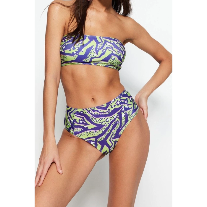 New Leopard Strapless High Waist Hipster Patterned Strapless High Waist Hipster Bikini Set