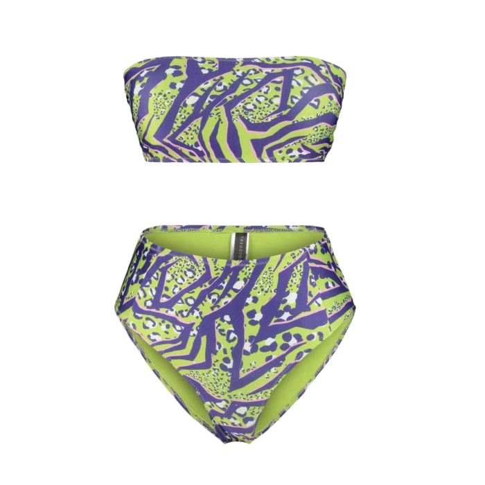 New Leopard Strapless High Waist Hipster Patterned Strapless High Waist Hipster Bikini Set