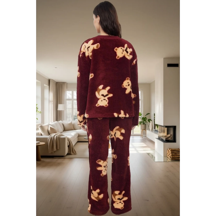Yumuşak Wellsoft Kumaşlı Kışlık Pijama Takımı Renk Ayıcıklı Desen Mükemmel Uyum Rahat Ve Şık