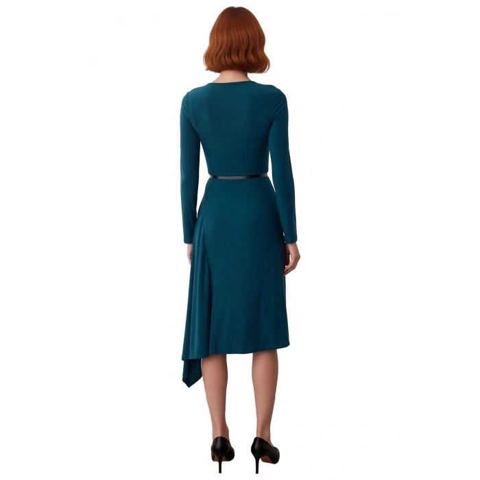 Zarif Kadın Maxi Boy A Line Kemerli Standart Kollu Düz Örme Elbise Gündüz Ve Gece Şıklığı Kaliteli