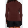 Kadın Moda Şık Büyük Beden Regular V Yaka Fitted Kalıp Örme Sandy Bluz