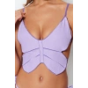 Kadın Moda Şık Üst Giyim Crop Kalp Yaka Slim Fit Kalıp Dokuma Nakışlı Keten Karışımlı Bluz