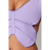 Kadın Moda Şık Üst Giyim Crop Kalp Yaka Slim Fit Kalıp Dokuma Nakışlı Keten Karışımlı Bluz
