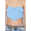 Women Fashion Stylish Tops Crop Sweetheart Neck Slim Fit Pattern Knitwear Blouse
