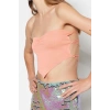 Women Fashion Stylish Tops Crop Sweetheart Neck Slim Fit Pattern Knitwear Blouse