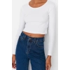 Kadın Crop Slim Kalıp Antrasit-Mint 2li Paket Fitted Vücuda Oturan Geniş Yaka Fitilli Esnek Bluz