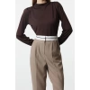 Kadın Moda Şık Üst Giyim Regular Dik Yaka Regular Kalıp Örme Fit Gipe Detaylı Esnek Bluz
