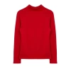 Kadın Moda Şık Üst Giyim Regular Dik Yaka Reglan Kol Slim Kalıp Örme Fitted Vücuda Oturan Bluz